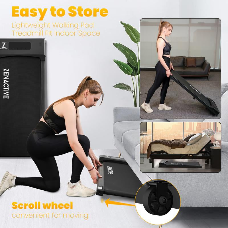 Walking Pad, under Desk Treadmill, Walking Treadmill 2 in 1 for Home/Office with Remote Control, Portable Treadmill (Black, 1 Year Warranty)