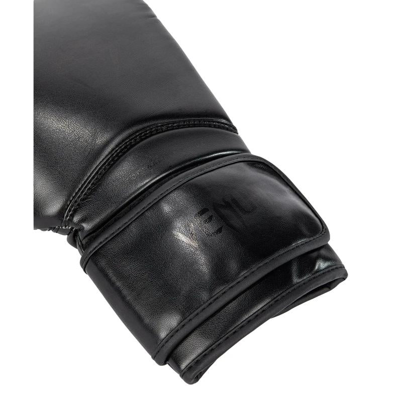 Venum Contender 1.5 Boxing Glove - Black/Black, High Quality Semi-Leather, Solid Impact Absorption, Large Hook-And-Look Closure, Durable Design