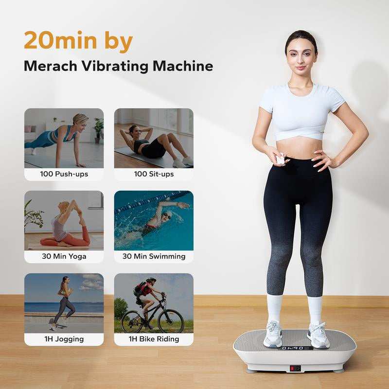 Dealsforyoudays MERACH Vibration Plate Exercise Machine, Lymphatic Drainage Machine, Whole Body Workout Vibration Platform for Wellness and Fitness Home Gym Equipment
