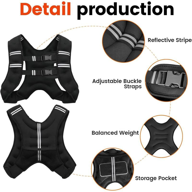 Weighted Vest, 6Lb/8Lb/12Lb/16Lb/20Lb/25Lb/30Lb Weight Vest for Men Women, Body Weight Vests Adjustable with Reflective Stripe for Strength Training, Running, Training Workout, Jogging, Walking