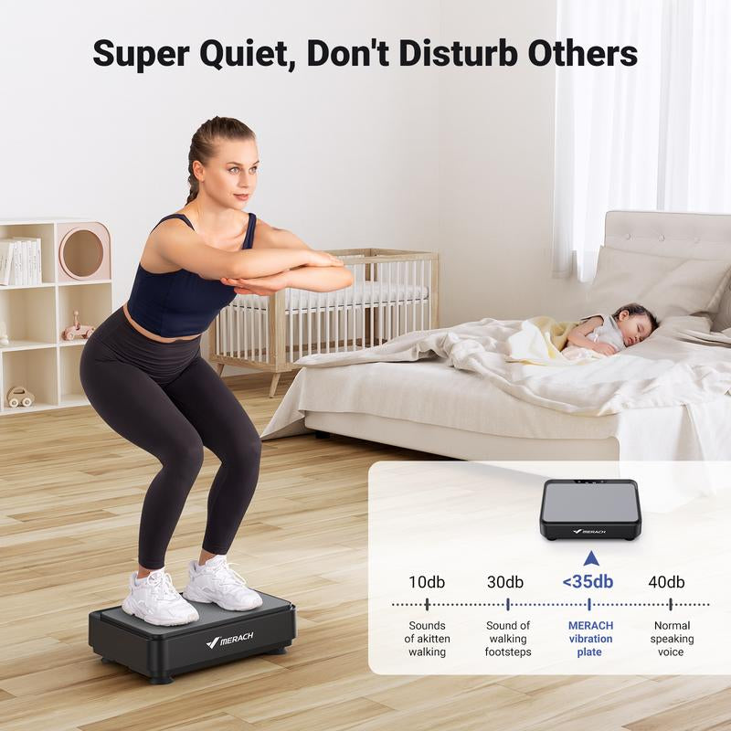 MERACH Square Vibration Plate Exercise Machine 265Lbs Capacity, Comfortable Lymphatic Drainage for Full Body Workout, Home Gym Fitness Equipment, Ideal Mother'S Day Gift, Dealsforyoudays