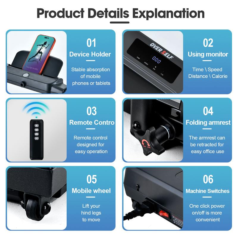 【Tiktokshopbacktoschool】Over SELF Walkingpad Treadmill, Portable Folding Treadmill with Handle Remote Control, Easy Storage, Dealsforyouday Outdoorfun Home Gym Fitness Equipment Workout Gear