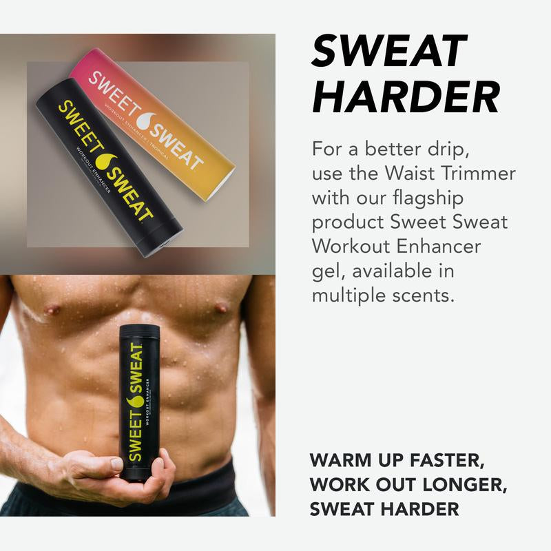 Sweet Sweat Ab Trainer for Women and Men - Sweat Band Waist Trainer Belt for High Intensity Training and Gym Workouts, 5 Adjustable Sizes - Black/Yellow