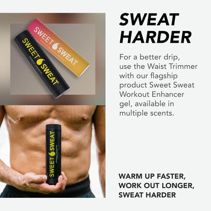 Sweet Sweat Ab Trainer for Women and Men - Sweat Band Waist Trainer Belt for High Intensity Training and Gym Workouts, 5 Adjustable Sizes - Black/Yellow