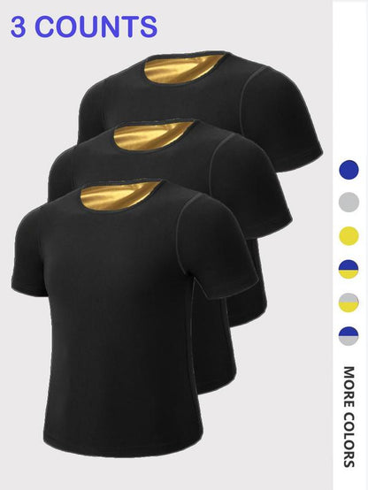 Men'S Sweat Sauna T-Shirts, Athletic Short Sleeve Tee, Workout Waist Trainer, Men'S Gym Wear, Compression Garment for Enhanced Sweating