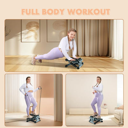 Mini Stepper for Home Workout - Stair Stepper Machine with Resistance Bands, Full Body Cardio and Toning Fitness Equipment for Small Spaces