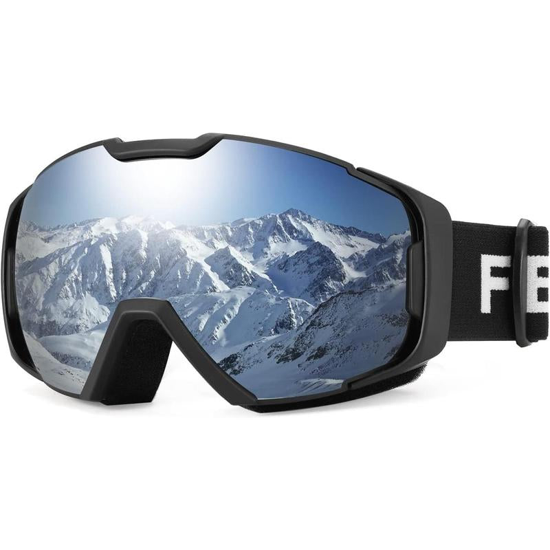 FEISEDY Ski Goggles, OTG Snow Sport Goggles for Adult Youth, Anti-Fog UV400 Protection Bendable Dual-Lenses B2961