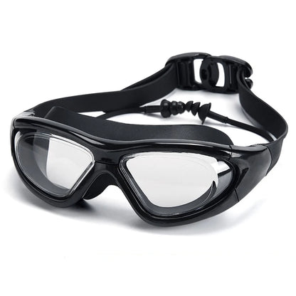 Large Frame Swimming Goggles with Earplug HD Transparent Glasses anti Fog Silicone Waterproof Men Women Swim Eyewear Adult