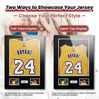 CCDCC Jersey Frame Display Case,Sport Jersey Shadow Box,Room Decor Metal Jersey Frame, Mat, Backing Board, Shatterproof Acrylic Glass, and Hanging Kit for Soccer, Baseball, Basketball, Football (Rectangular1)