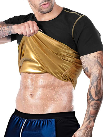 Men'S Sweat Sauna T-Shirts, Athletic Short Sleeve Tee, Workout Waist Trainer, Men'S Gym Wear, Compression Garment for Enhanced Sweating