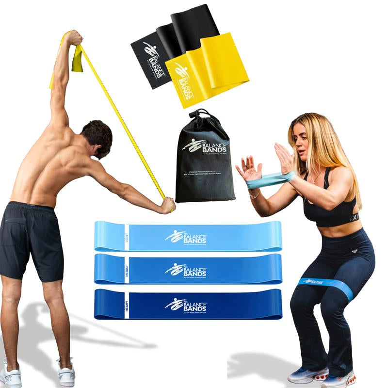 Pro Balance Bands - Eco-Friendly 5 Natural Latex Bands for Full-Body Workouts, Resistance Tension Options, Personalized Nutrition Plan, Workout Library Access, Olympic Gold Medalist Endorsed