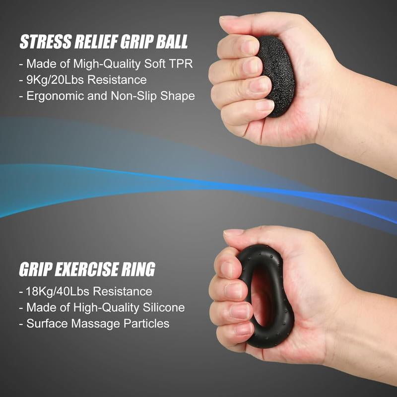 Hand Grip Strengthener Kit (5 Pcs) – PP & TPR Grip Strength Trainer – Forearm Strengthener Perfect for Athletes, Players, Artists, Fitness Enthusiast