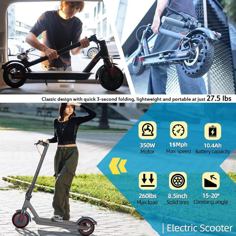 19 Mile Electric Scooter 350W, 8.5-Inch Tires, Maximum Speed of 10-15KM/H, Adult Folding Commuting Electric Scooter, Suitable for Adult Commuting Foldable