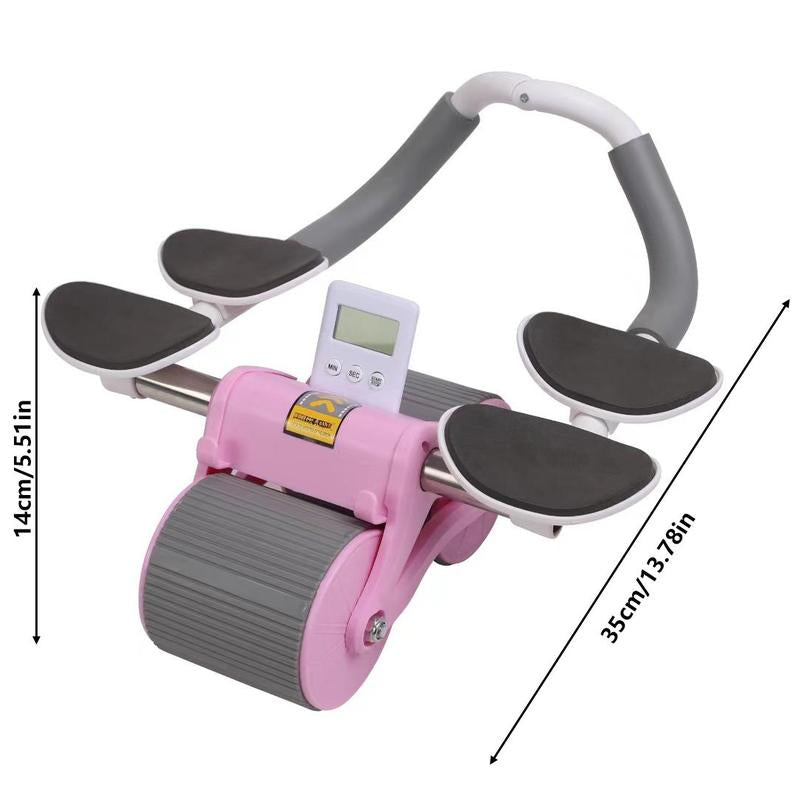 2025 New Ab Roller Wheel with Timer & Knee Mat, Automatic Rebound Abdomina Wheel with 4 Elbow Support, Ab Gymworkout Equipment for Strengthening Core Muscles, Abs Exercise Roller for Women Men, Abs Wheels Double Wheelpower Roler, Ab Machine