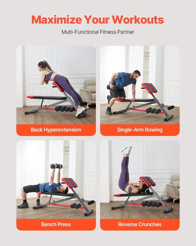 VEVOR Roman Chair Back Extension Hyperextension Bench Multi-Function Adjustable Gym