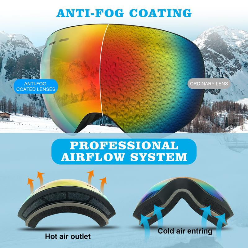 HD Anti-Fog Ski Goggles, Outdoor Ski Goggles ,Skiing Sunglasses, Sports Eyewear for Men & Women