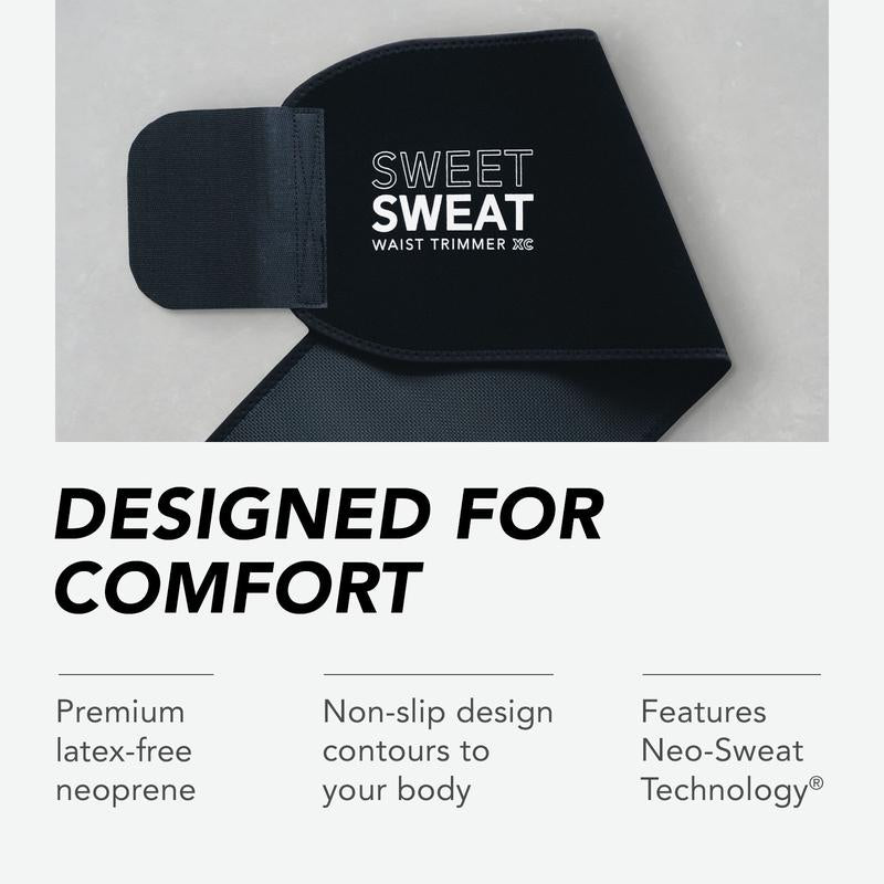 Sweet Sweat Ab Trainer for Women and Men - Sweat Band Waist Trainer Belt for High Intensity Training and Gym Workouts, 5 Adjustable Sizes - Black/Yellow