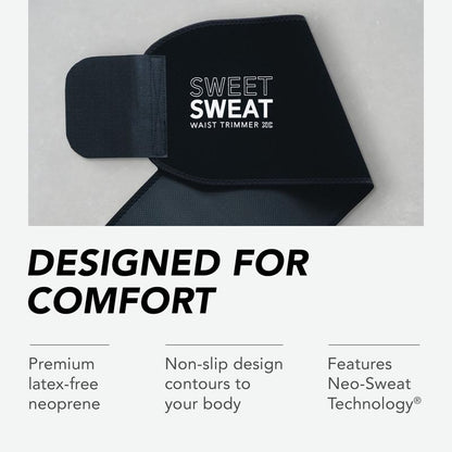 Sweet Sweat Ab Trainer for Women and Men - Sweat Band Waist Trainer Belt for High Intensity Training and Gym Workouts, 5 Adjustable Sizes - Black/Yellow