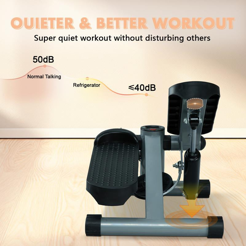 Mini Stepper for Home Workout - Stair Stepper Machine with Resistance Bands, Full Body Cardio and Toning Fitness Equipment for Small Spaces