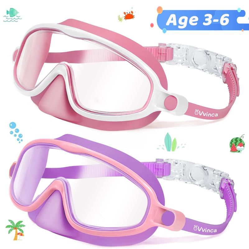 Vvinca Kids Pool Accessories-2 Pcs-Swim-Goggles with Nose Cover, Wide View anti Fog UV anti Shattered Lens for Kids 3-6/6-15