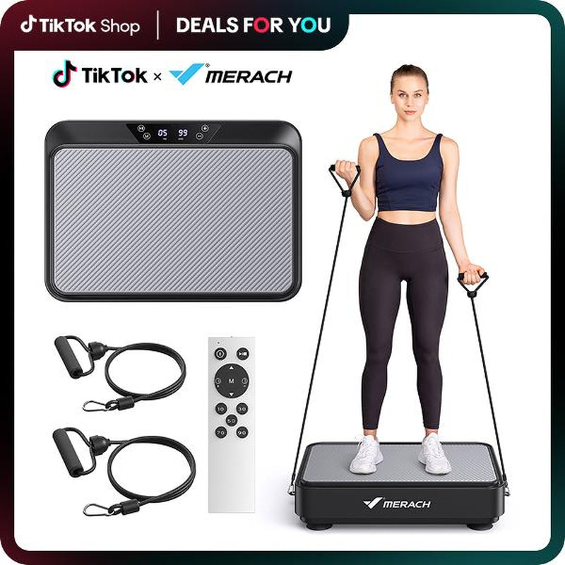 MERACH Square Vibration Plate Exercise Machine 265Lbs Capacity, Comfortable Lymphatic Drainage for Full Body Workout, Home Gym Fitness Equipment, Ideal Mother'S Day Gift, Dealsforyoudays