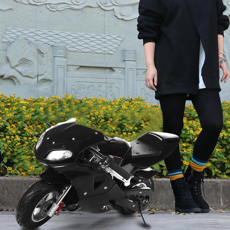 49Cc Mini Pocket Bike for 12+ Years Old, Dual Headlights, Rubber Handlebars, 2-Stroke Gas Motorcycle – High Power & Fun Ride