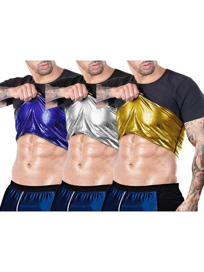 Men'S Sweat Sauna T-Shirts, Athletic Short Sleeve Tee, Workout Waist Trainer, Men'S Gym Wear, Compression Garment for Enhanced Sweating