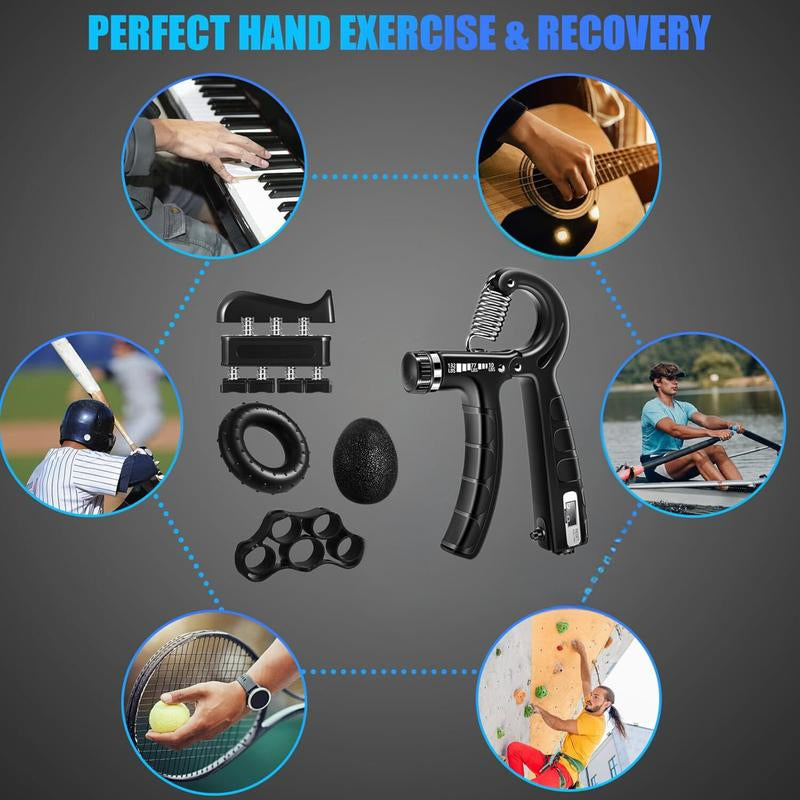 Hand Grip Strengthener Kit (5 Pcs) – PP & TPR Grip Strength Trainer – Forearm Strengthener Perfect for Athletes, Players, Artists, Fitness Enthusiast