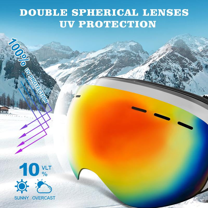 HD Anti-Fog Ski Goggles, Outdoor Ski Goggles ,Skiing Sunglasses, Sports Eyewear for Men & Women