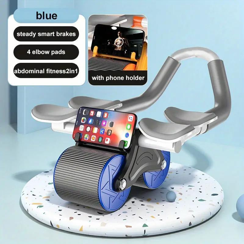 2025 New Ab Roller Wheel with Timer & Knee Mat, Automatic Rebound Abdomina Wheel with 4 Elbow Support, Ab Gymworkout Equipment for Strengthening Core Muscles, Abs Exercise Roller for Women Men, Abs Wheels Double Wheelpower Roler, Ab Machine