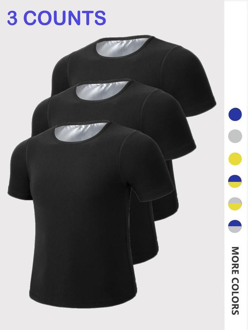 Men'S Sweat Sauna T-Shirts, Athletic Short Sleeve Tee, Workout Waist Trainer, Men'S Gym Wear, Compression Garment for Enhanced Sweating