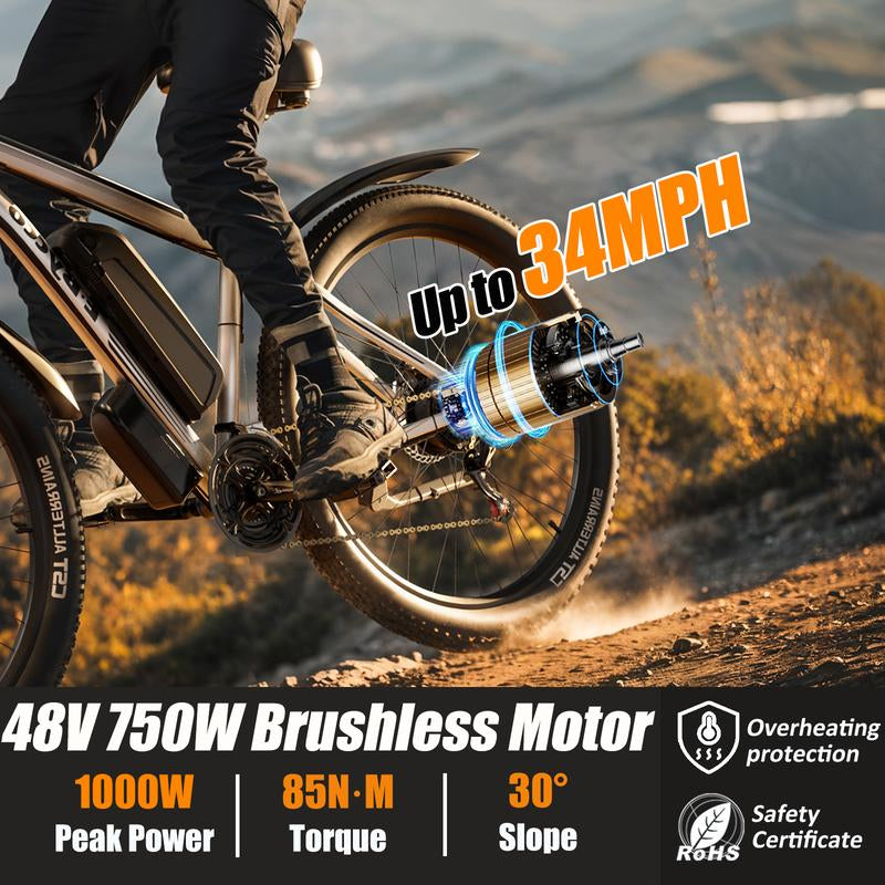 E·Bycco 29” Electric Bike for Adults, 48V 17.5AH Battery, 750W Peak 1000W Electric Mountain Bike, up to 70 Miles 34MPH Ebike with 21-Speed, Electric Bicycle E-Bike for Commuter, UL 2849 Certified