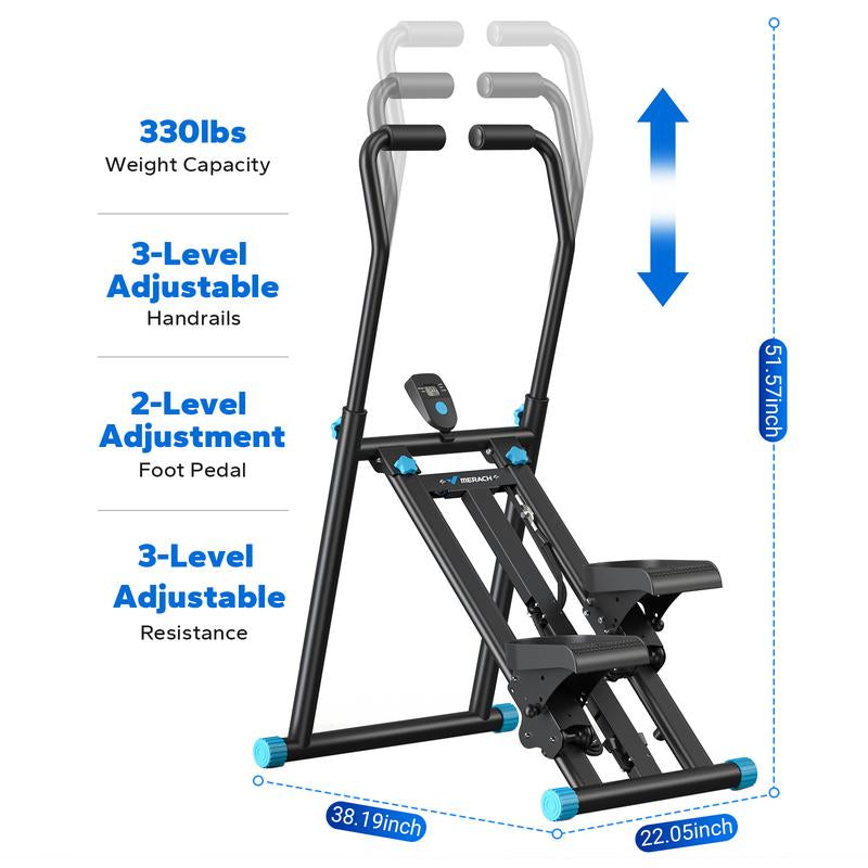 MERACH Stair Stepper with Handlebar for Full-Body Workout, 300LBS Capacity, Compact Cardio Climber Exercise Machine with Adjustable Pedals, Vertical Climber for Home Gym, Dealsforyoudays
