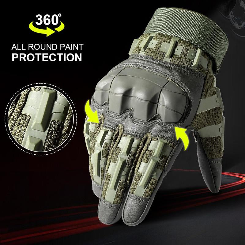 Outdoor Tactical Windproof Sports Gloves, High Sensitivity Touch Screen Pu Leather Outdoor Mountaineering Training Hunting Cycling Gloves, Men Gifts Ideas, Gift for Boyfriend Husband, Gym Accessories, Hobbies Ideas, Motorcycle Riding Gloves