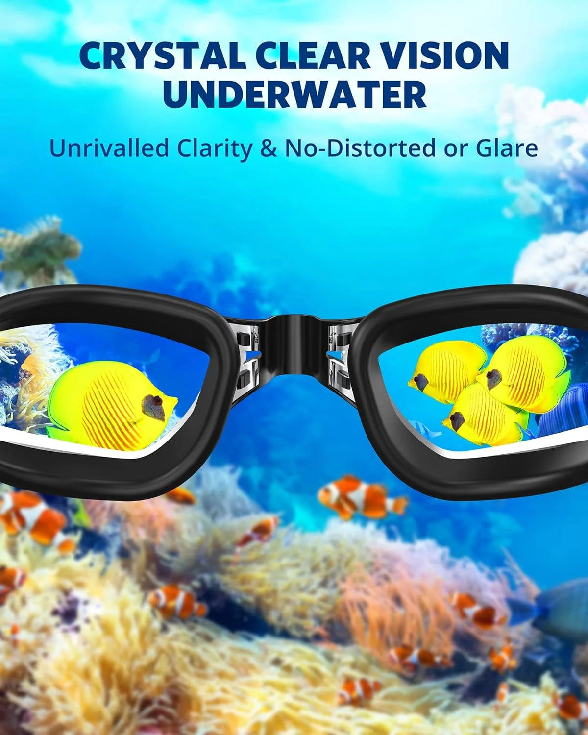 Swim Goggles Waterproof Fitted Track with Storage Pouch, Ear Plugs, Swim Cap and Case, Goggles in Swimming for Teen Youth Adult Women Men Kids,Grey.