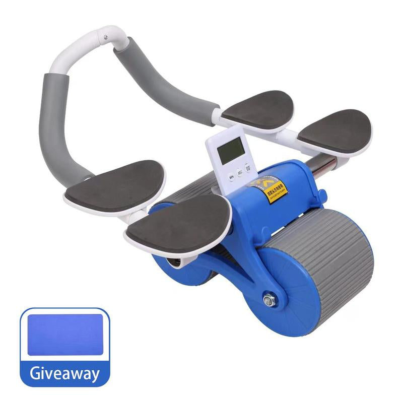 2025 New Ab Roller Wheel with Timer & Knee Mat, Automatic Rebound Abdomina Wheel with 4 Elbow Support, Ab Gymworkout Equipment for Strengthening Core Muscles, Abs Exercise Roller for Women Men, Abs Wheels Double Wheelpower Roler, Ab Machine