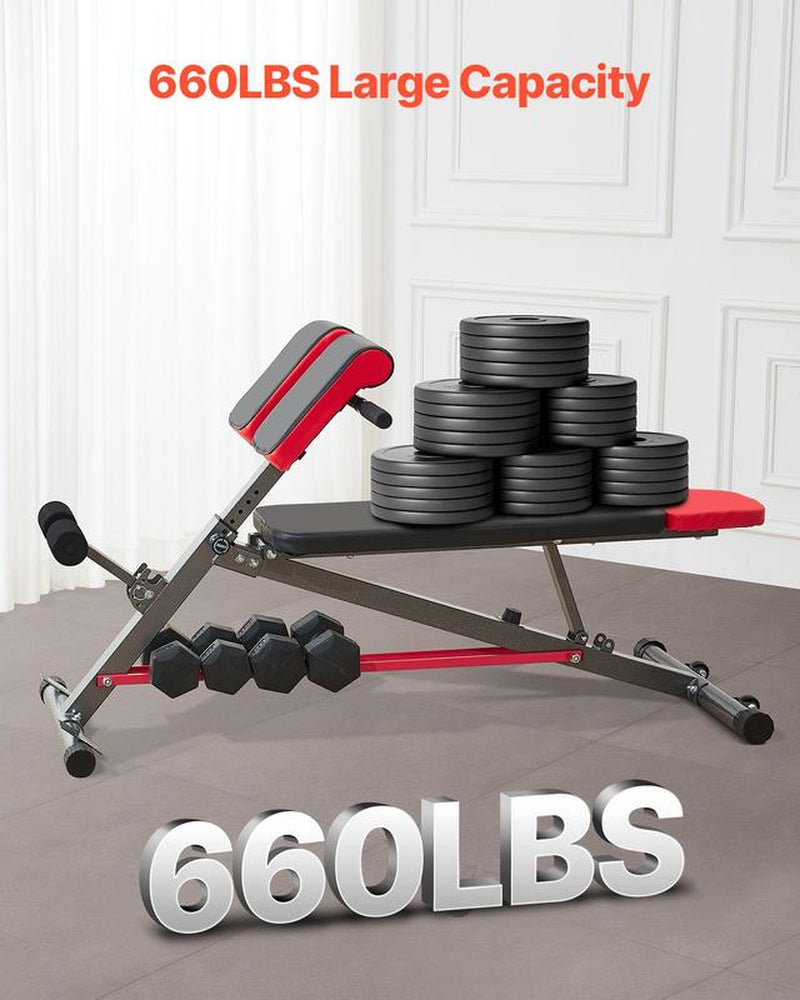 VEVOR Roman Chair Back Extension Hyperextension Bench Multi-Function Adjustable Gym