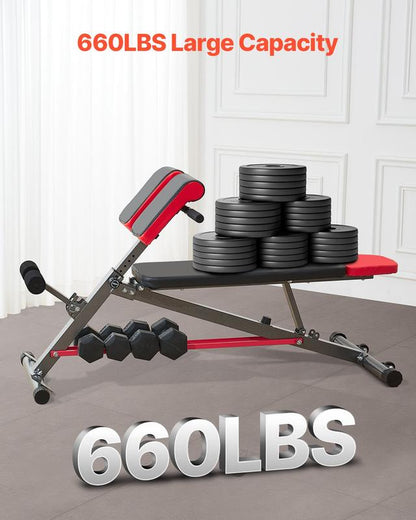 VEVOR Roman Chair Back Extension Hyperextension Bench Multi-Function Adjustable Gym