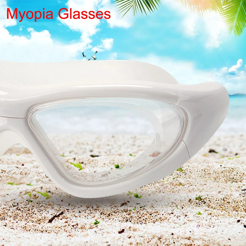 Large Frame Swimming Goggles with Earplug HD Transparent Glasses anti Fog Silicone Waterproof Men Women Swim Eyewear Adult
