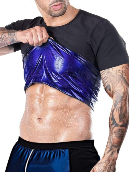 Men'S Sweat Sauna T-Shirts, Athletic Short Sleeve Tee, Workout Waist Trainer, Men'S Gym Wear, Compression Garment for Enhanced Sweating