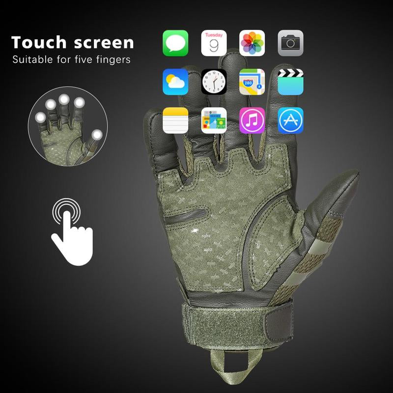 Outdoor Tactical Windproof Sports Gloves, High Sensitivity Touch Screen Pu Leather Outdoor Mountaineering Training Hunting Cycling Gloves, Men Gifts Ideas, Gift for Boyfriend Husband, Gym Accessories, Hobbies Ideas, Motorcycle Riding Gloves