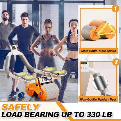 2025 New Ab Roller Wheel with Timer & Knee Mat, Automatic Rebound Abdomina Wheel with 4 Elbow Support, Ab Gymworkout Equipment for Strengthening Core Muscles, Abs Exercise Roller for Women Men, Abs Wheels Double Wheelpower Roler, Ab Machine