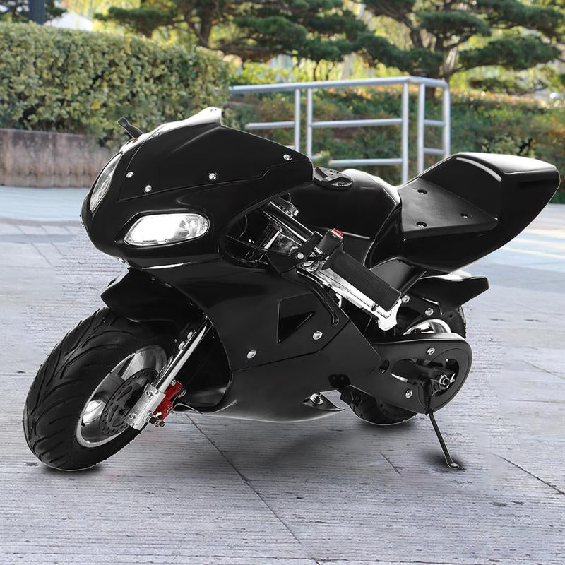 49Cc Mini Pocket Bike for 12+ Years Old, Dual Headlights, Rubber Handlebars, 2-Stroke Gas Motorcycle – High Power & Fun Ride