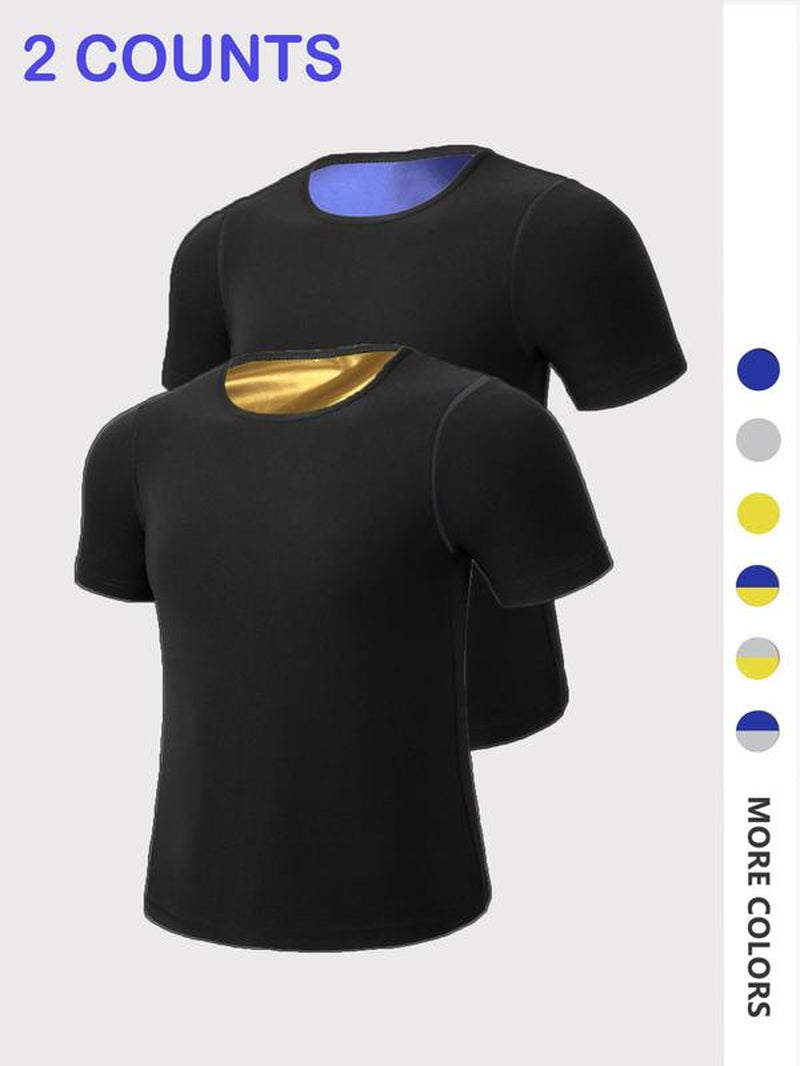 Men'S Sweat Sauna T-Shirts, Athletic Short Sleeve Tee, Workout Waist Trainer, Men'S Gym Wear, Compression Garment for Enhanced Sweating