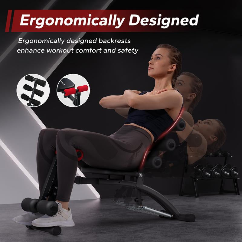 MERACH Adjustable Weight Bench for Full Body Workout, Press Bench of Home Gym Strength Training, Exercise Machine for Ab, Arm, Leg, Dealsforyoudays