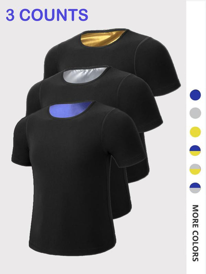 Men'S Sweat Sauna T-Shirts, Athletic Short Sleeve Tee, Workout Waist Trainer, Men'S Gym Wear, Compression Garment for Enhanced Sweating