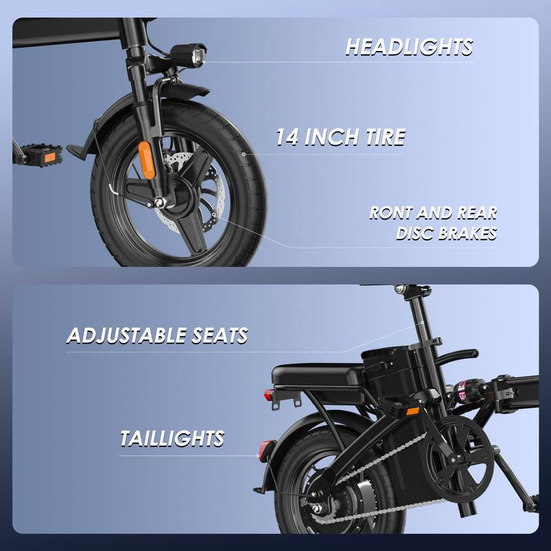 Folding Electric Bike for Adults | 14-Inch Lightweight Commuter E-Bike with 48V 350W Motor | Long Range Battery | Compact Design | E BIKE Bicicleta Electrica