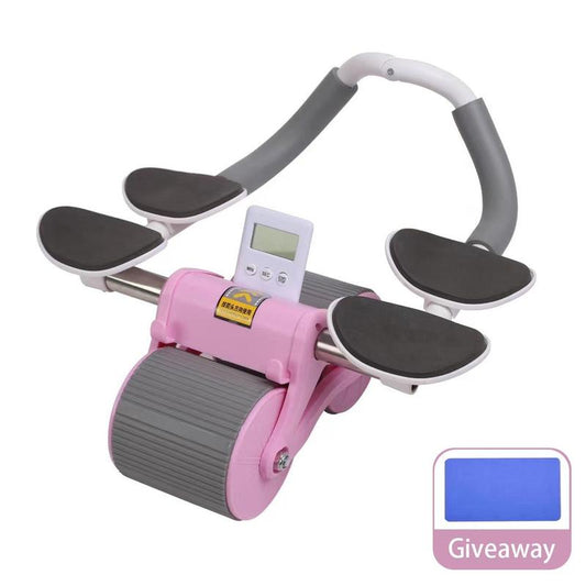 2025 New Ab Roller Wheel with Timer & Knee Mat, Automatic Rebound Abdomina Wheel with 4 Elbow Support, Ab Gymworkout Equipment for Strengthening Core Muscles, Abs Exercise Roller for Women Men, Abs Wheels Double Wheelpower Roler, Ab Machine