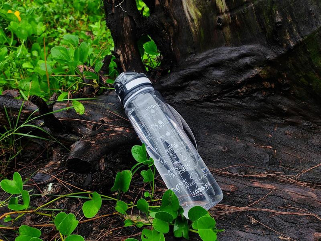 Water Bottles, 32Oz Motivational Sports Water Bottle with Time Marker - Times to Drink - Tritan, BPA Free, Wide Mouth Leakproof, Clear (1 Pack) Bottled Washable Drinkware