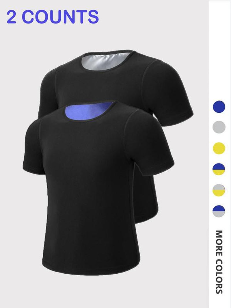 Men'S Sweat Sauna T-Shirts, Athletic Short Sleeve Tee, Workout Waist Trainer, Men'S Gym Wear, Compression Garment for Enhanced Sweating